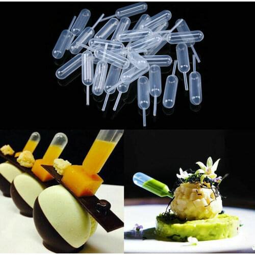 50pcs/Pack 4ml Clear Plastic Jam Dropper Straw Juice Squeezed Sauce Dropper Pipettes For Ice Cream Mini Cakes Baking Tool