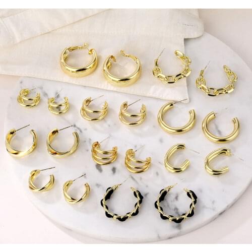 KISS WIFE Fashion Vintage Earrings For Women Geometric Golden Metal Drop Earrings 2021 Trendy Copper High Quality Jewelry Gifts