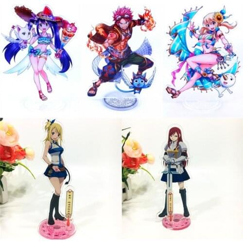 5pcs Anime FAIRY TAIL Lucy Erza Acrylic Stand Figure Cartoon Desk Stand Figure Halloween Cosplay Car Accessories Stand Toy