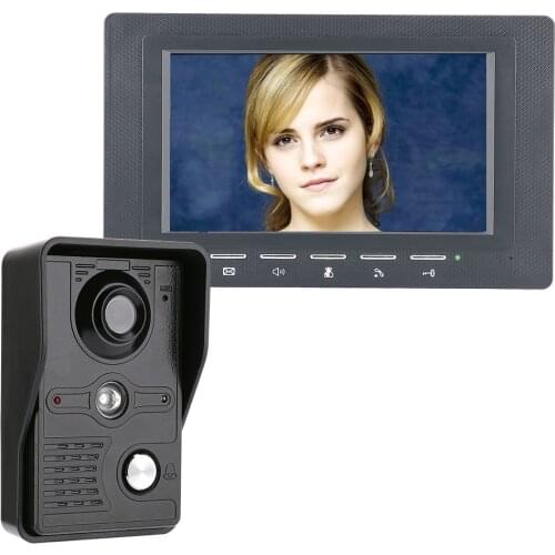 MOUNTAINONE 7'' TFT Wired Video Door Phone Visual Video Intercom Speakerphone System with Waterproof IR-CUT 700TVL Camera