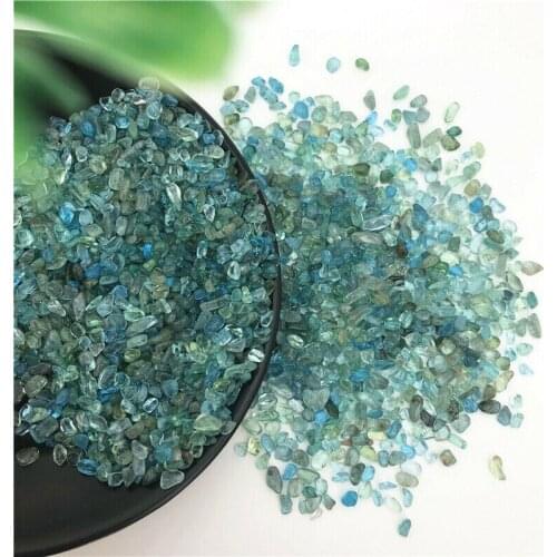 Drop Shipping 50g 2-4mm Natural Blue Apatite Crystal Stone Mini Polished Gravels Mineral Specimen Natural Stones and Crystals