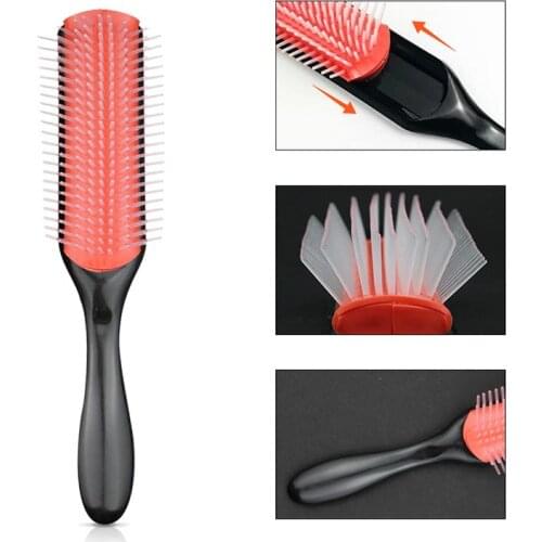 9 Rows Detangling Comb Black Red Hair Brush Comb Massage Comb Hairdressing Straight Curly Hair Brush Women Hair Styling Salon