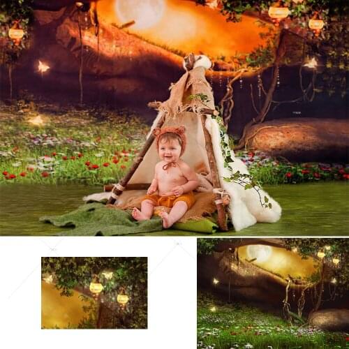 Fantasy Fairy Tale World Photography Backdrop Forest Flowers Wonderland Background for Baby Portrait Photographic Party Decor