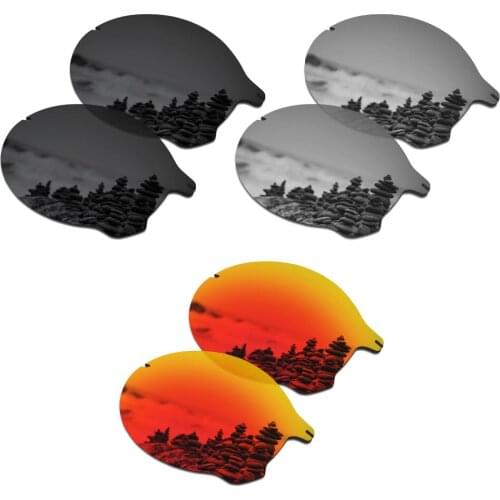 SmartVLT 3 Pairs Polarized Sunglasses Replacement Lenses for Oakley Tailend Stealth Black and Silver Titanium and Fire Red