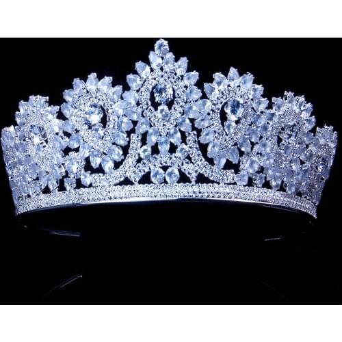 Round Tiaras Crown For Women Diadem Queen King Bridal Wedding hair jewelry Prom Tiaras and Crowns Banquet Headband Pageant
