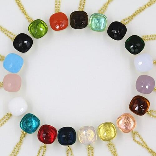 High Quality Candy Pendant Crystal Black Pink Blue Green Red Water Drop Necklace For Women Gold Plated Color Jewelry