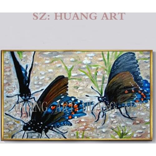Art Hand Painted Abstract Flying in Butterfly Aniaml Oil Painting on Canvas Wall Art Picture For Living Room Home Decor No Fram