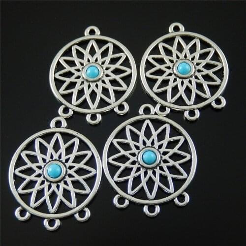 Julie Wang 10pcs Bohemia Dream Catcher Charms Antique Silver Color Pendant Necklace Jewelry Making Bracelet Accessory