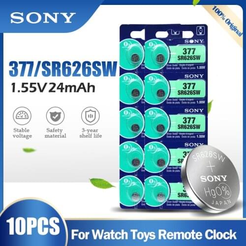 10PCS SONY 377 377A SR626SW AG4 SR626 LR66 LR626 AG 4 1.55V Silver Oxide Battery For Watch Clock Toy Car Remote Button Coin Cell