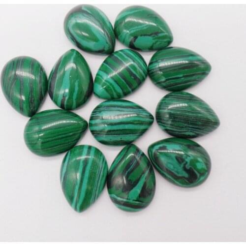 100Pcs 18x13x6mm Green And Black Malachite Teardrop Cab Cabochon For DIY Jewelry Making Necklace Accessories Boutique Gift