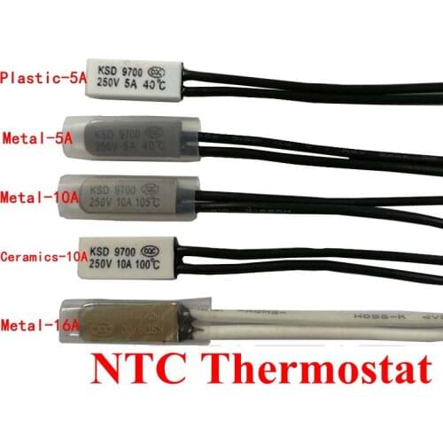 100pcs Thermostat 10C-240C KSD9700 125C 130C 140C 145C 150C Bimetal Disc Temperature Switch Thermal Protector degree centigrade