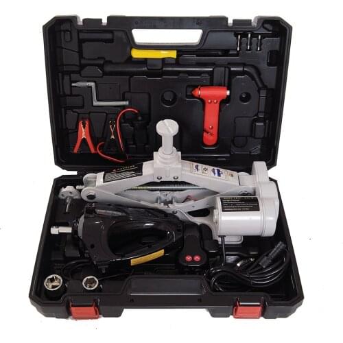 12V 3Ton Car Electric Jack Lifting SUV Emergency Equipment Tools with Black Impact Wrench Scissor Jack Gray QZ038