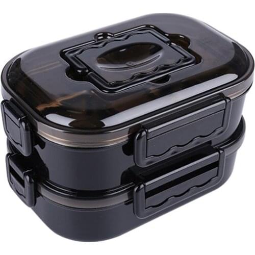 304 Stainless Steel Lunch Box Double Layers Fresh-keeping Food Container Office Portable Bento Boxes