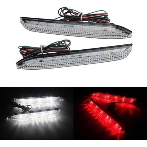 ANGRONG 1 Pair 2x Rear Bumper Reflector LED Tail Stop Brake Light Lamps Clear Lens For Lexus GX470 IS F Toyota