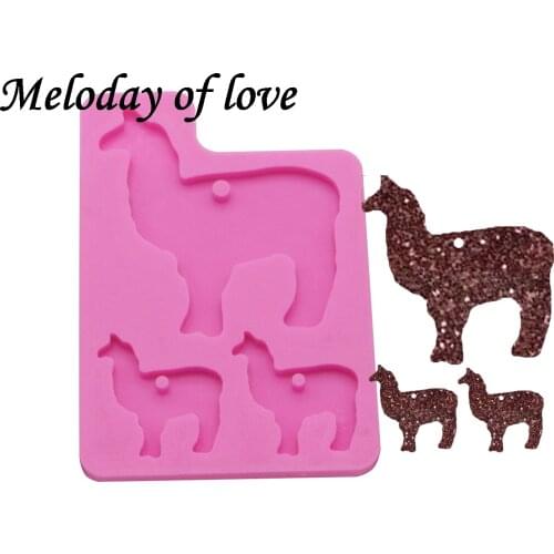 Shiny Alpaca family DIY molds epoxy resin Mold Camel mother/baby silicone mold for key chain glossy finish DY0074