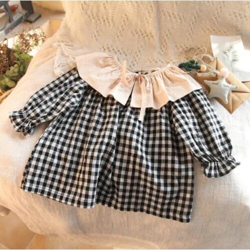 2020 new wholesale girls plaid ruffles shirt fashion spring girls blouse 1-7t HM700