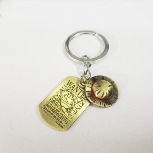 ONE PIECE Anime Keychain Car Bag Charm Key Chain Ring Pendant Keyring Luffy Hat Zoro Sanji Wanted Key Holder Accessories Jewelry
