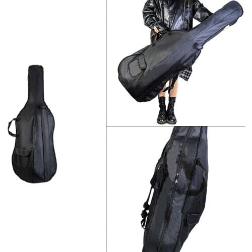 Cello Bag Backpack Gig Bag Soft Carry Bag with Shoulder Strap Side Handle Cello Accessories Bow Pockets Black