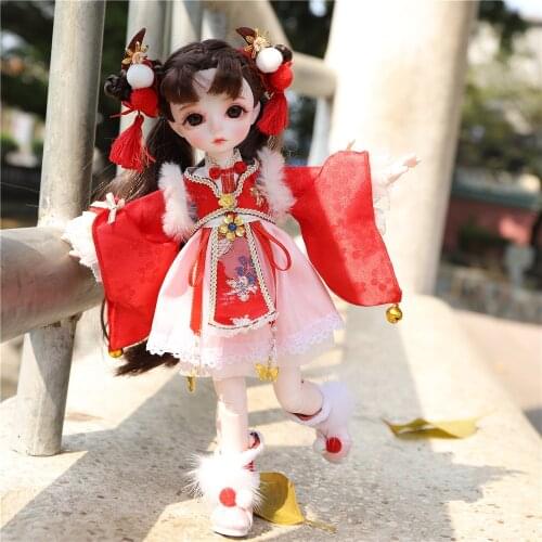 DBS BJD 1/6 30cm doll New Year series mechanical joint Body With makeup Including scalp eyes clothes girls SD YOSD gift toy girl