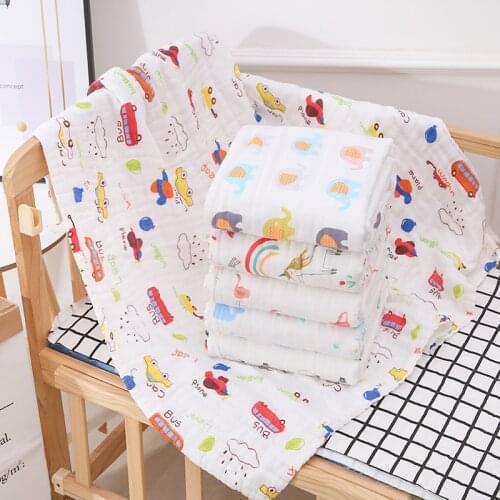 Baby Blanket Newborn Soft Printing Swaddle Children Bath Towel Stroller Thin Quilt Playmats 6 Layers Gauze Sheets Bedding AB59