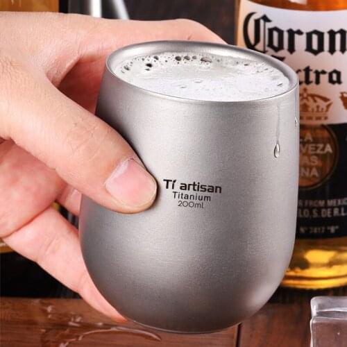 NEW STYLE Titanium craftsman pure titanium double tea cup water cup Kung Fu tea cup