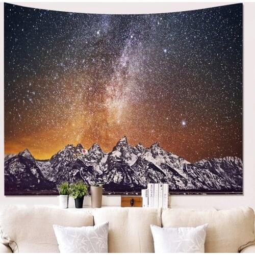 Landscape Tapestry Snow Mountain Gold Sky for Livingroom Photography Wall Decor