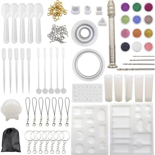 108 Pcs DIY Crystal Epoxy Tool with Drill Bit 12 Color Sequins for Resin Casting Molds Tools Jewelry Casting Molds