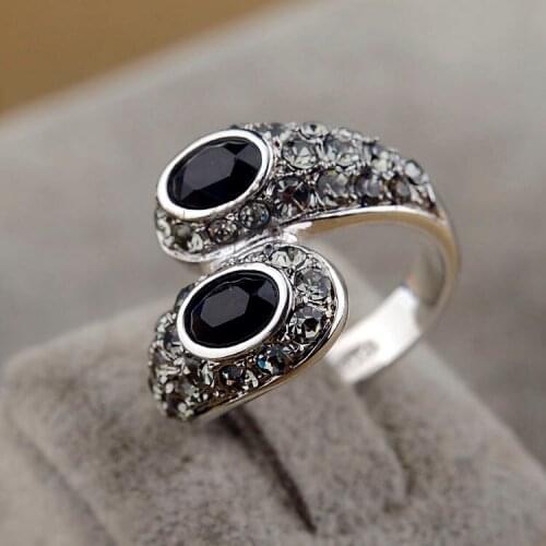New Popular AAA Quality Luxury Pave Black Zircon Snake Design Ring Rings with Crystals For Men Women