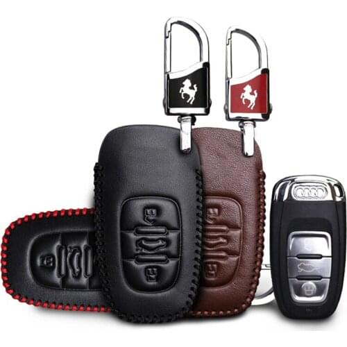 KUKAKEY Leather Car Key Case Fob Cover For Audi RS3 RS4 RS5 RS6 RS7 S3 S4 S5 S6 S7 S8 S9 B6 B7 B8 8P 8V Smart Protected Bag
