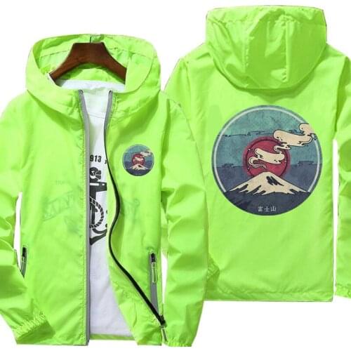 Jacket spring autumn fashion print top mens casual Mount Fuji zipper jacket mens jacket large size