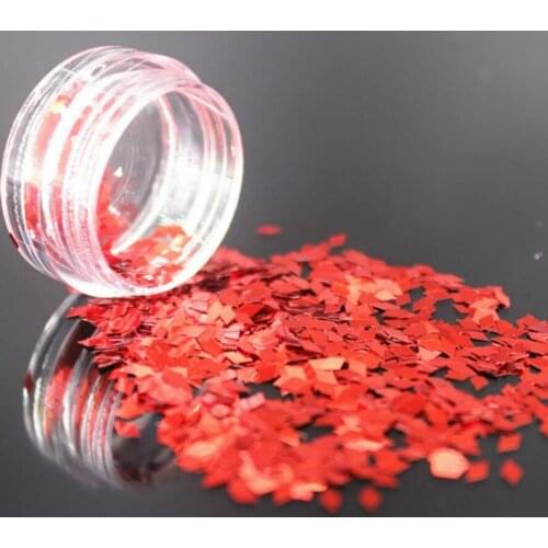 LOLEDE Red Color Sequins Nail Art Glitter Flakes UV Gel Polish Star Heart Flower Paillette Decor Tools Trapezoidal