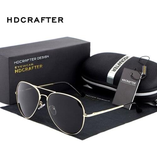 HDCRAFTER Men Classic Polarized Sunglass Mens Oversize Sunglasses Polaroid Big Flat Lens Glasses Eyewear Retro Oculos With Case
