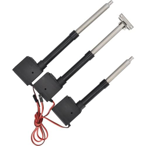 New Simulation Hydraulic Electric Cylinder With Servo For HUINA 1550 1:14 RC Metal Excavator Upgrade Black Metal Push Rod