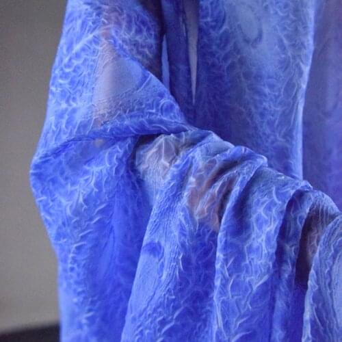 Half Meter New Design Classical Peacock Feather Print Chiffon Fabric For Dress Cheongsam Garment Sewing Material T1528