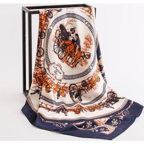 Luxury brand 2021 women scarf summer smooth office neck scarves square pashmina lady bandana foulard hijabs 90*90cm