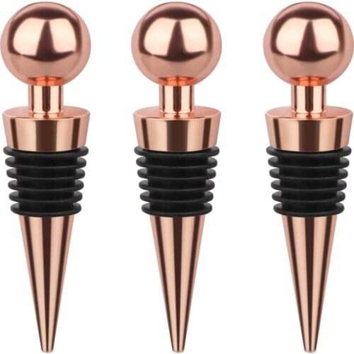 Rose Gold Wine Stoppers Wine Stopper Decoration Metal Zinc Alloy Wine Bottle Stopperr Reusable Wine and Beverage Stoppers