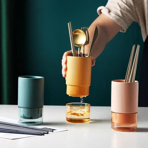 Nordic Ceramic Household Kitchen Chopsticks Rack Chopsticks Basket Knife And Fork Storage Box Drain Tube
