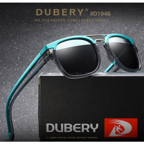 DUBERY Retro Men Polarized Sunglasses Mens Square Shade Driving Black Sun Glasses 100% UV Protection Fashion Glasses