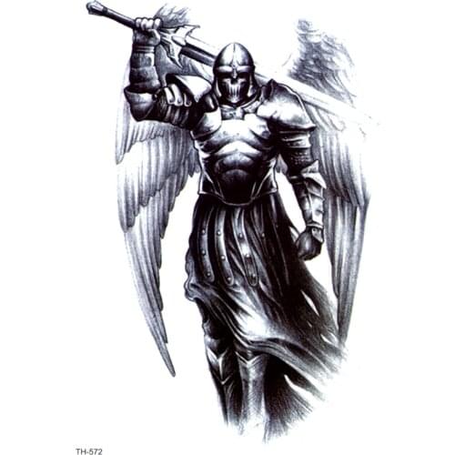 Holy Warrior Waterproof Temporary Tattoos Men Fake Tattoo Sword Warrior body Tatoo Sleeve Art Tattoo Tatuajes henna Tattoo