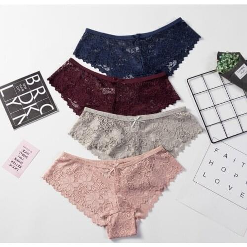 3 Pcs Panties For Woman Underwear Sexy Lace Breathable Female Panty Hollow Transparent Briefs Sexy Underwear Women M-2XL