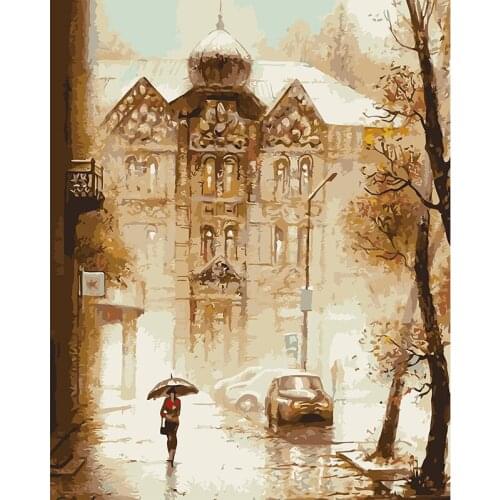 Frameless modular Pictures DIY Digital Oil Painting By Numbers on the canvas Russian Castle of the paintings on the wall 40*50cm