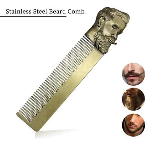 High Quality Cool Mens Stainless Steel Beard Moustache Comb Beard Shaping Styling Template Beard Care Tools