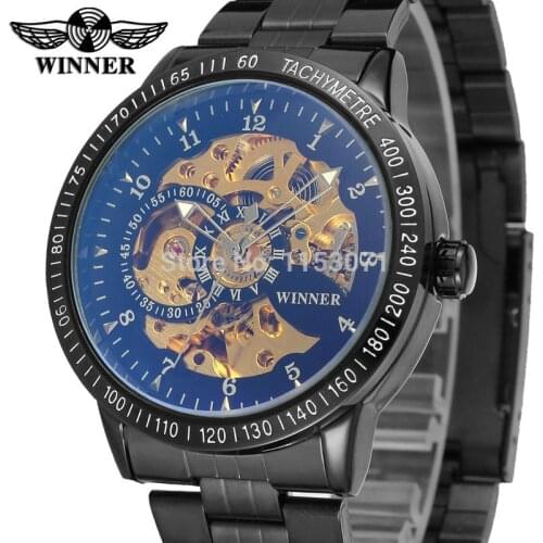 WRG8031M4B3 new luxury skeleton Winner Automatic for men watch factory stainless steel bracelet free shipping with gift box