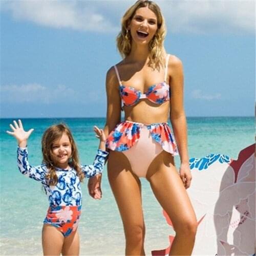 Womens Swimwear 2021 European and American Swimsuit New Swimsuit Parent-Child Swimsuit Mother and Daughter Swimsuit