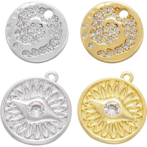 ZHUKOU gold/silver color Round necklace pendants for DIY women handmade necklace Jewelry accessories supplies wholesale VD890