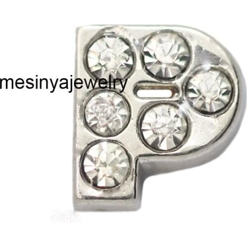 10pcs Letter P With Zircon Crystal Custom Floating Charms For Glass Locket