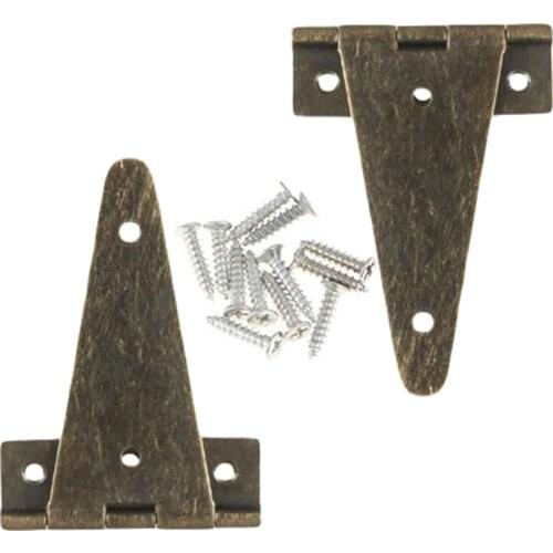 2pcs Antique Bronze Flat T Hinge For Barn Gates Vintage Jewelry Wooden Box Hinges Kitchen Cabinet Door Gate Household Supplies