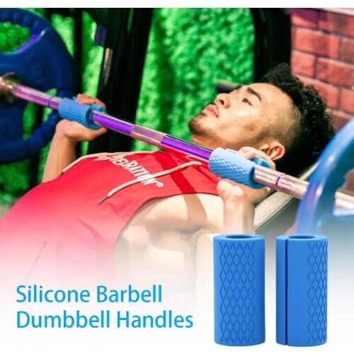 2 Pcs Thick Dumbbell Fat Barbell Grips Bar Handle Pull Up Weightlifting Support Silicon Anti-Slip Protect Pad for Body Building