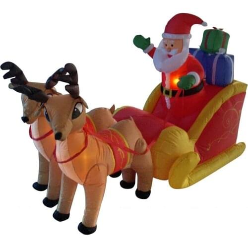 7 Foot Christmas Inflatables Santa on Sleigh Airblown Santa with Gifts on Sleigh Pulled by Reindeers Lighted for Home Yard Decor