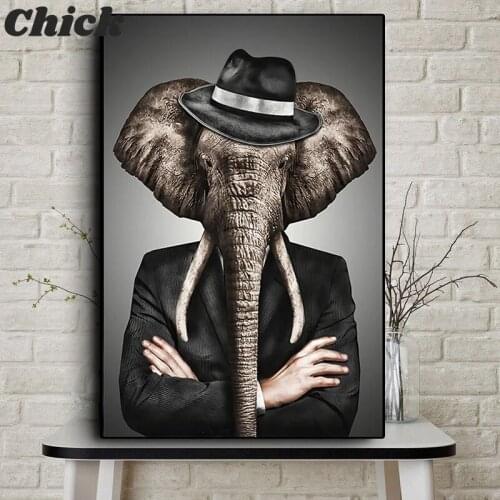 Abstract Animal Elephant Lion Zebra Poster Creative Animal Modeling Wall Art Canvas Painting Print Pictures Entrance Decoration